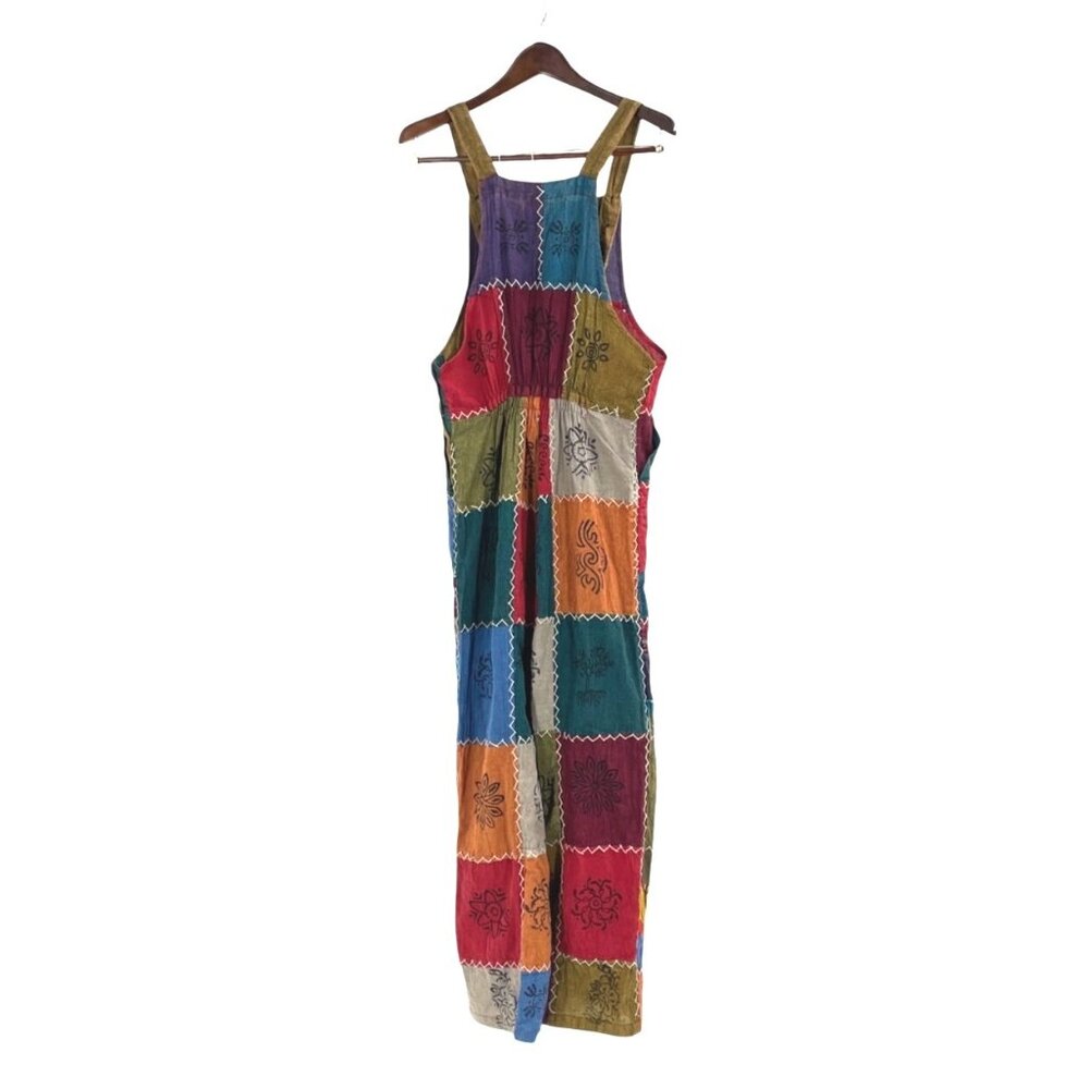 Rising International Womens Large Patchwork Overalls Boho Adjustable Straps - Picture 2 of 9